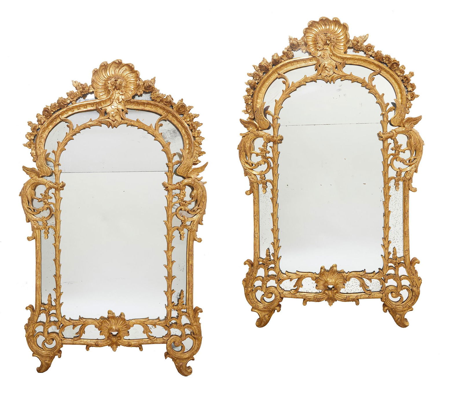 A matched pair of French giltwood mirrors (1 of 7)