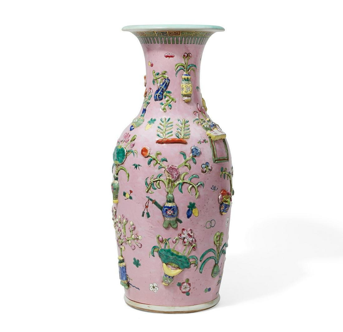 A large Chinese pink ground porcelain vase (1 of 7)