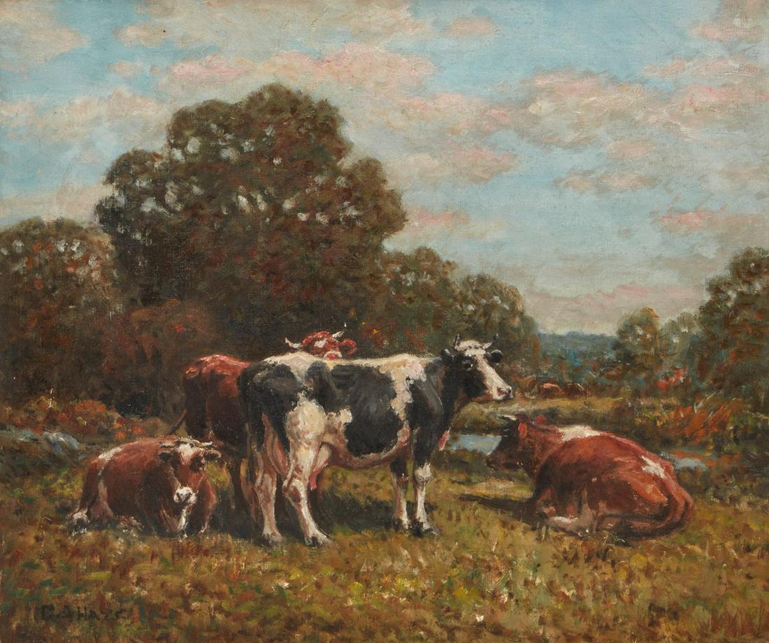 George Arthur Hays, Four cows in pasture, oil (1 of 6)