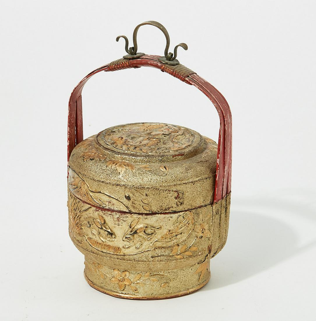 A Chinese giltwood lidded basket (1 of 4)