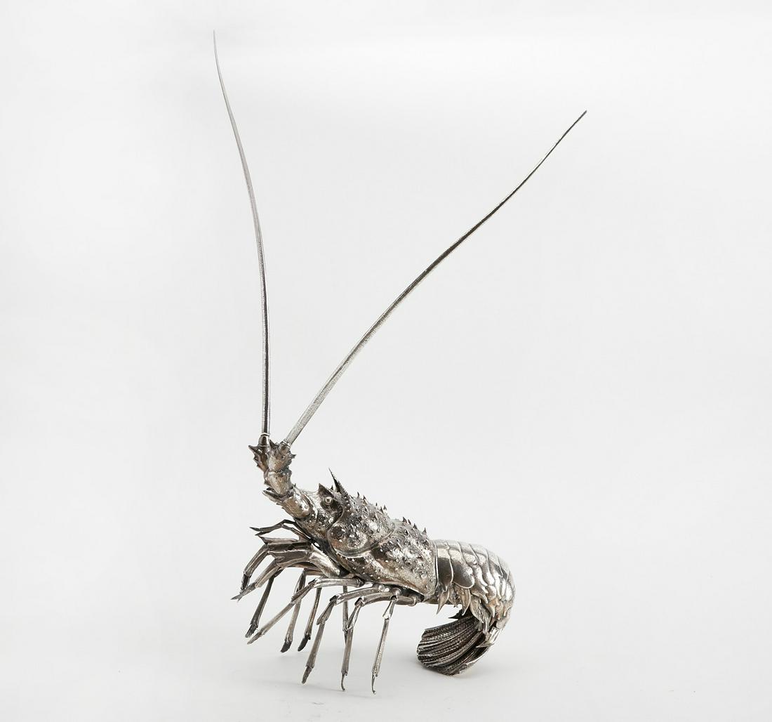 Japanese silverplate okimono of a spiny lobster (1 of 10)