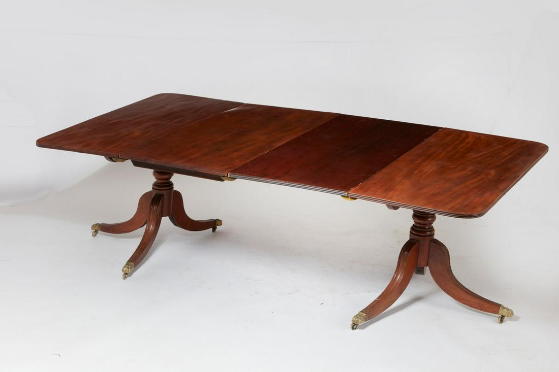 Regency style mahogany twin pedestal dining table (1 of 3)