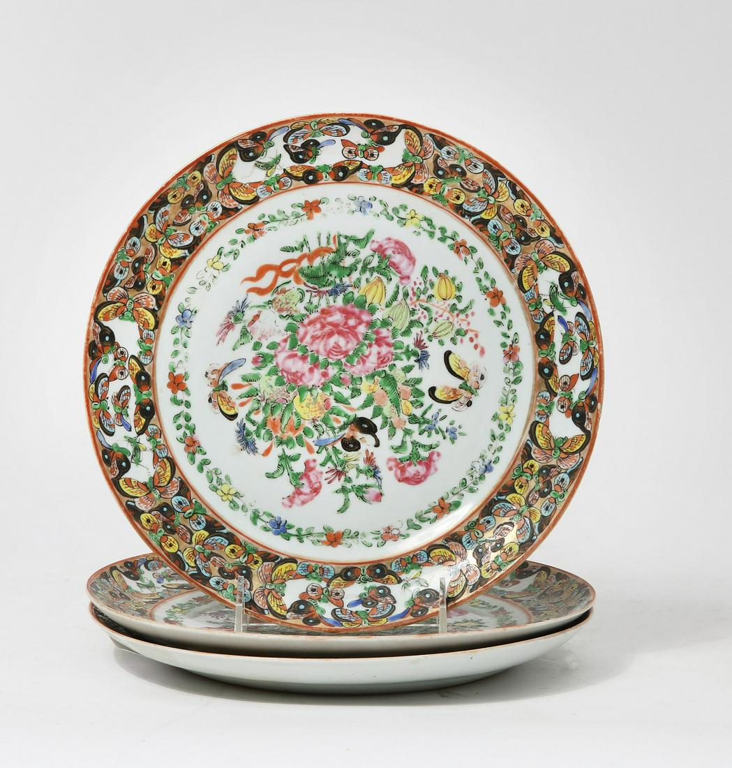 Three Chinese Export Famille Rose porcelain plates (1 of 3)