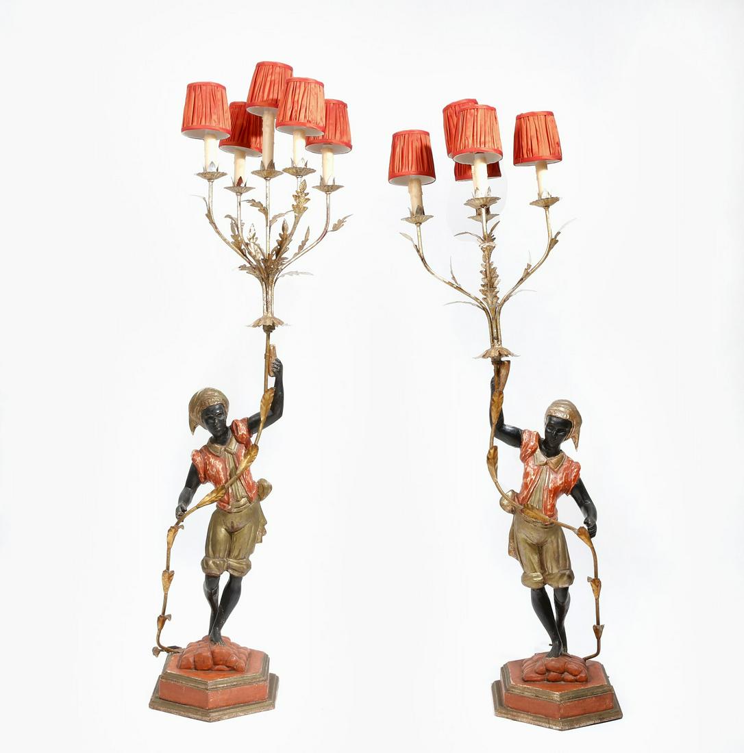 A pair of Venetian Rococo style tole table lamps (1 of 6)