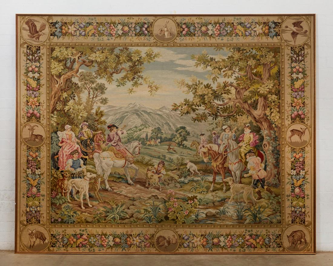 A large Continental hunting scene tapestry (1 of 12)