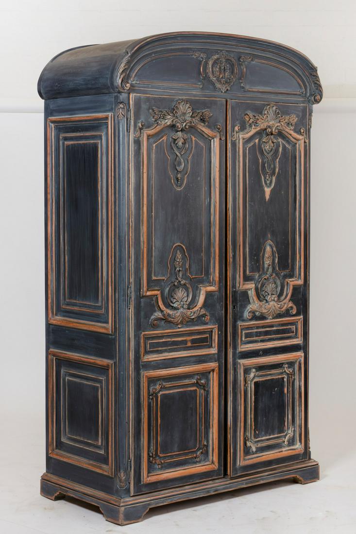 A Baroque style black painted armoire (1 of 4)
