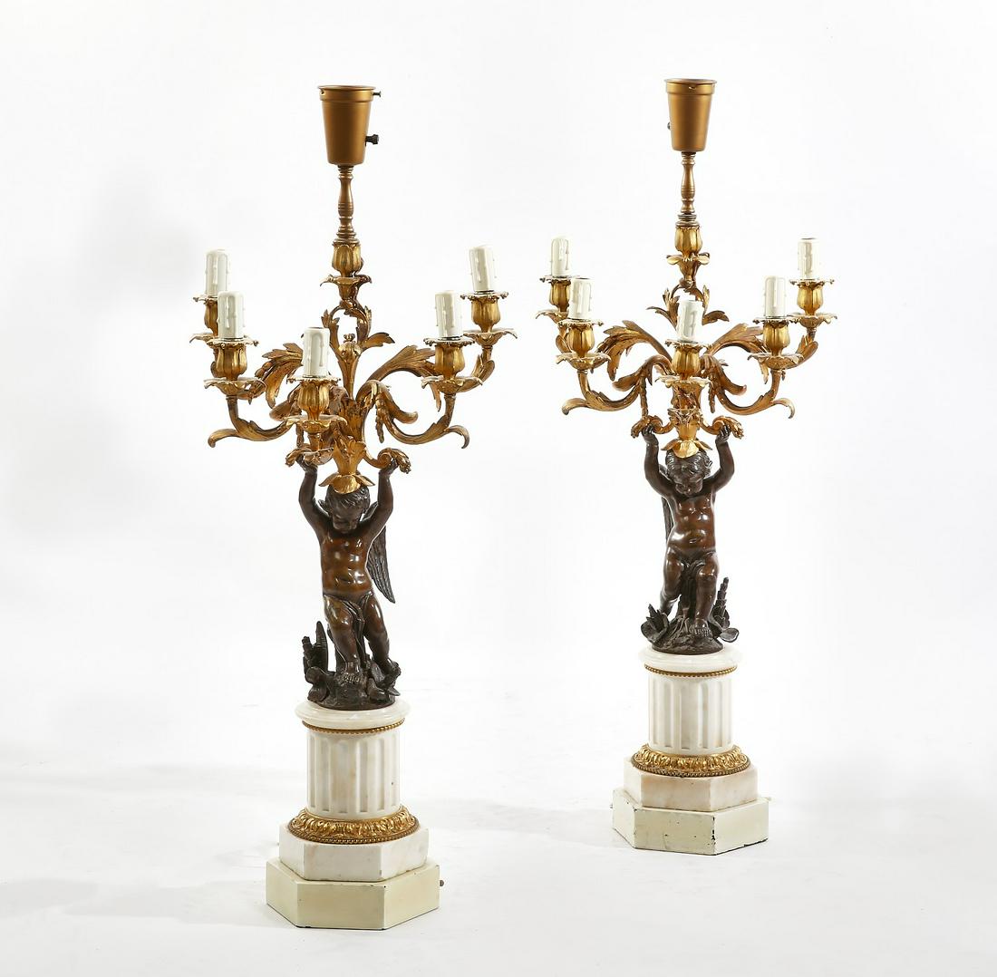 A pair of Louis XV style candelabra lamps (1 of 6)
