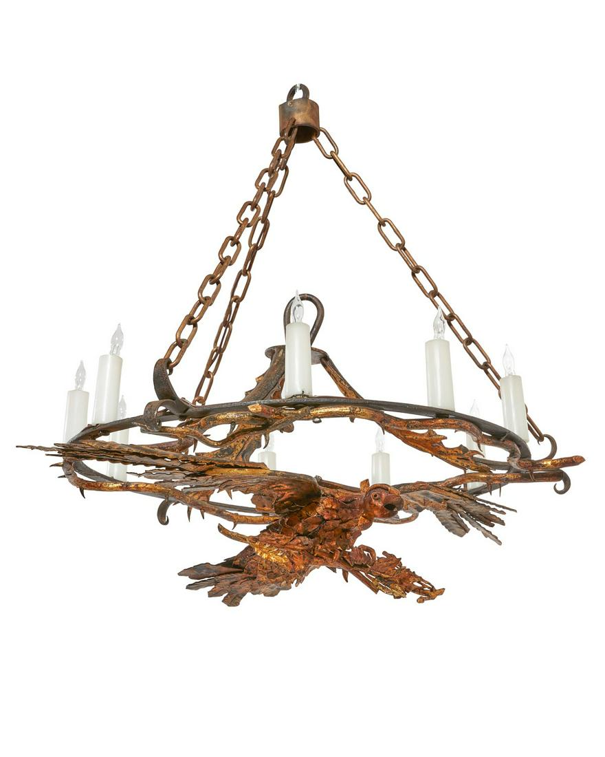 Continental Baroque style iron eagle chandelier (1 of 6)