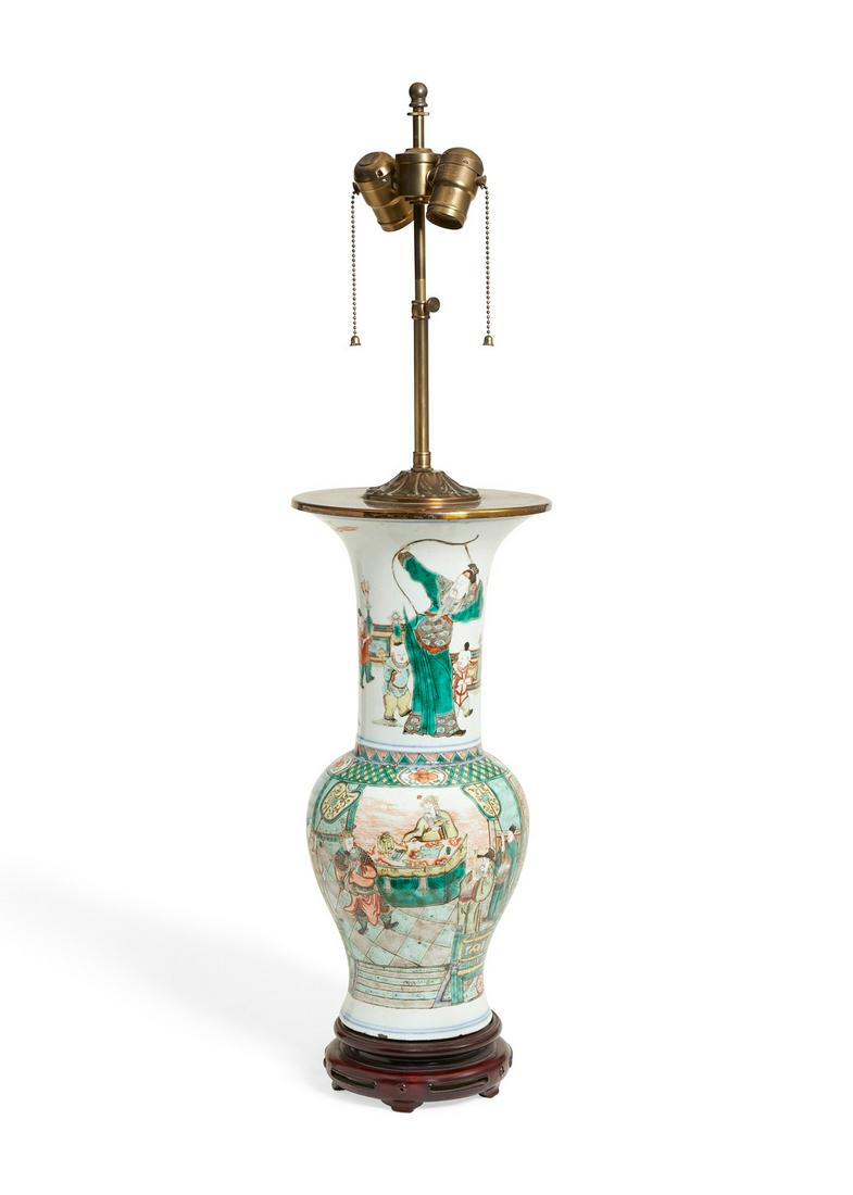 A Chinese Famille Verte porcelain vase lamp (1 of 6)