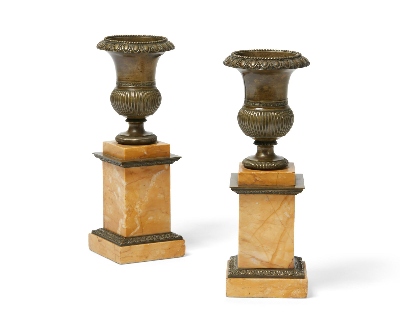 French Neoclassical style bronze & marble urns (1 of 4)