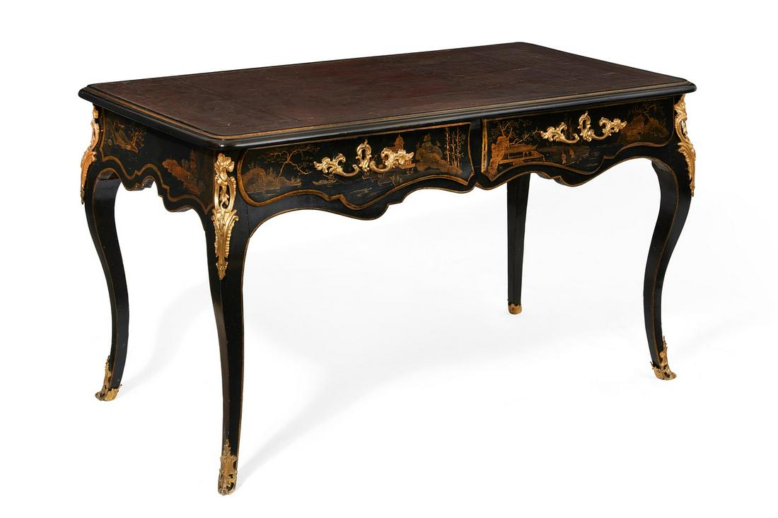 A Louis XV Chinoiserie decorated bureau plat (1 of 8)