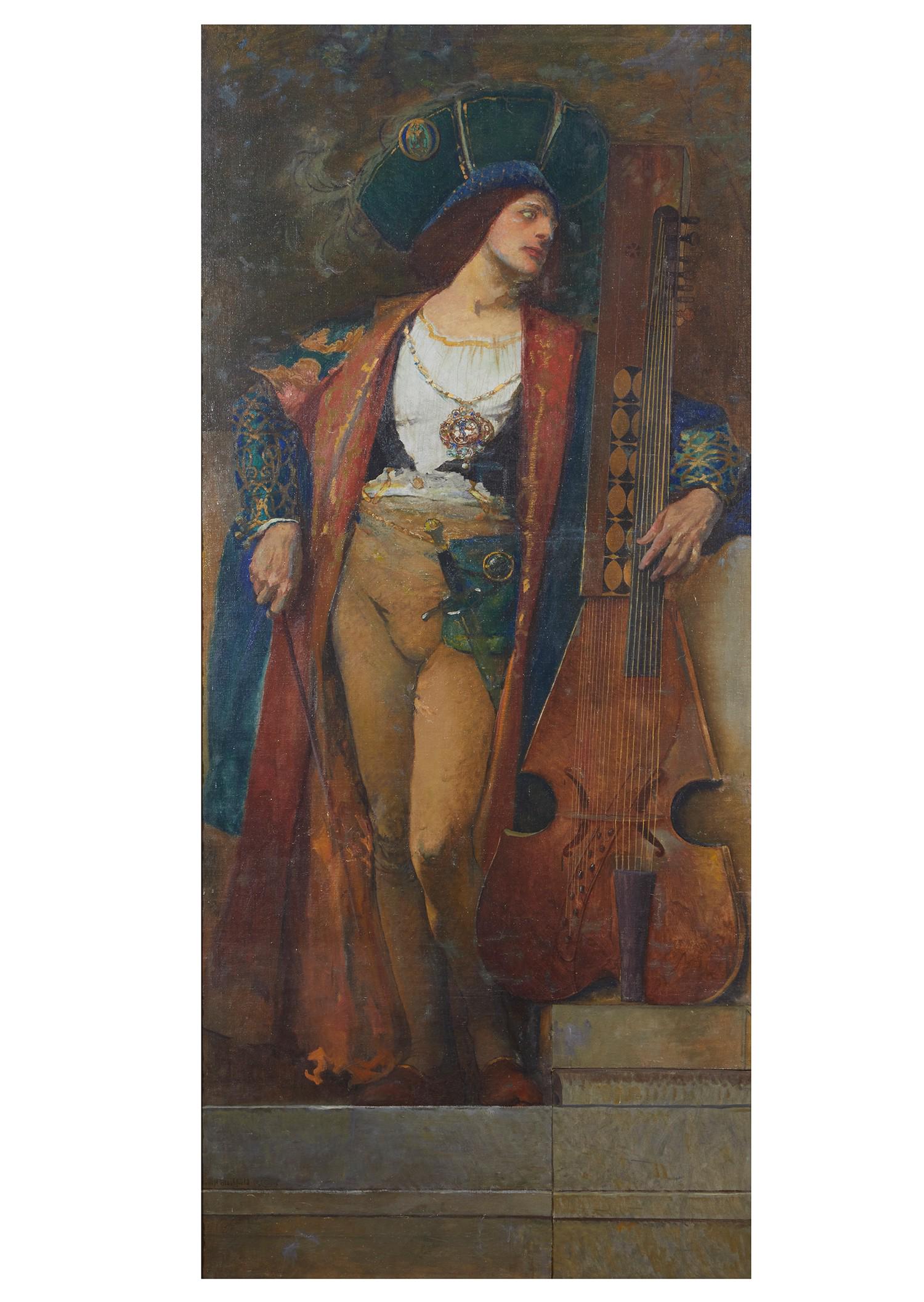 Edwin Blashfield, Renaissance violone player, 1915 (1 of 5)