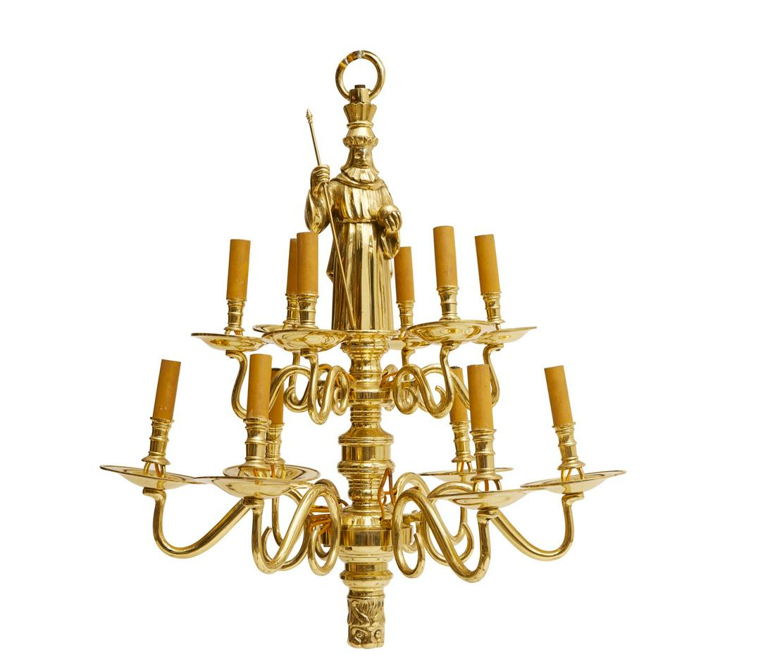 A North European Baroque style brass chandelier (1 of 6)