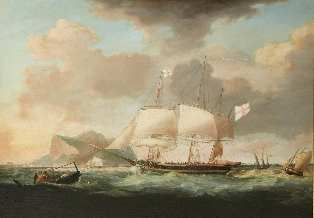 Attrib Thos Buttersworth, Shipping off Gibraltar (1 of 4)