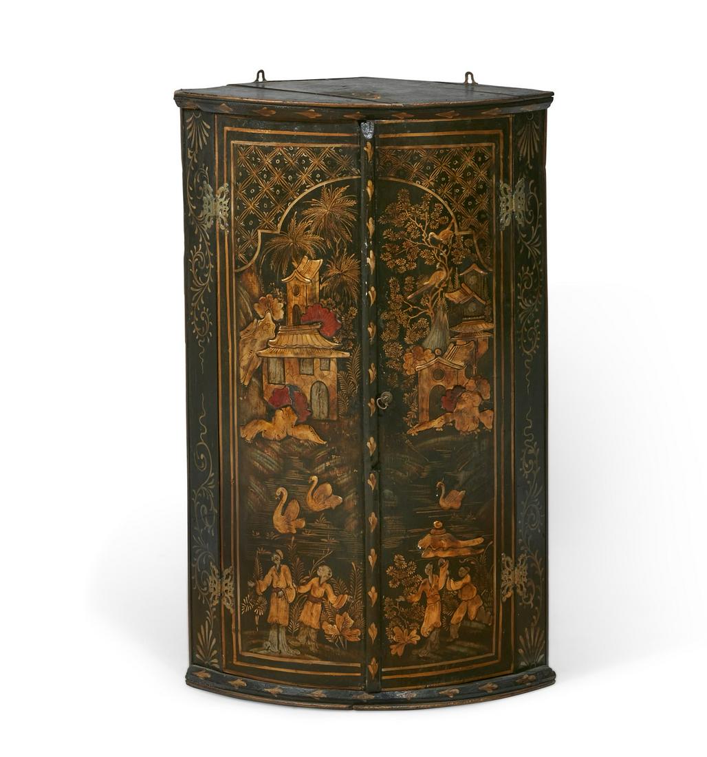 George III Chinoiserie decorated corner cupboard (1 of 7)