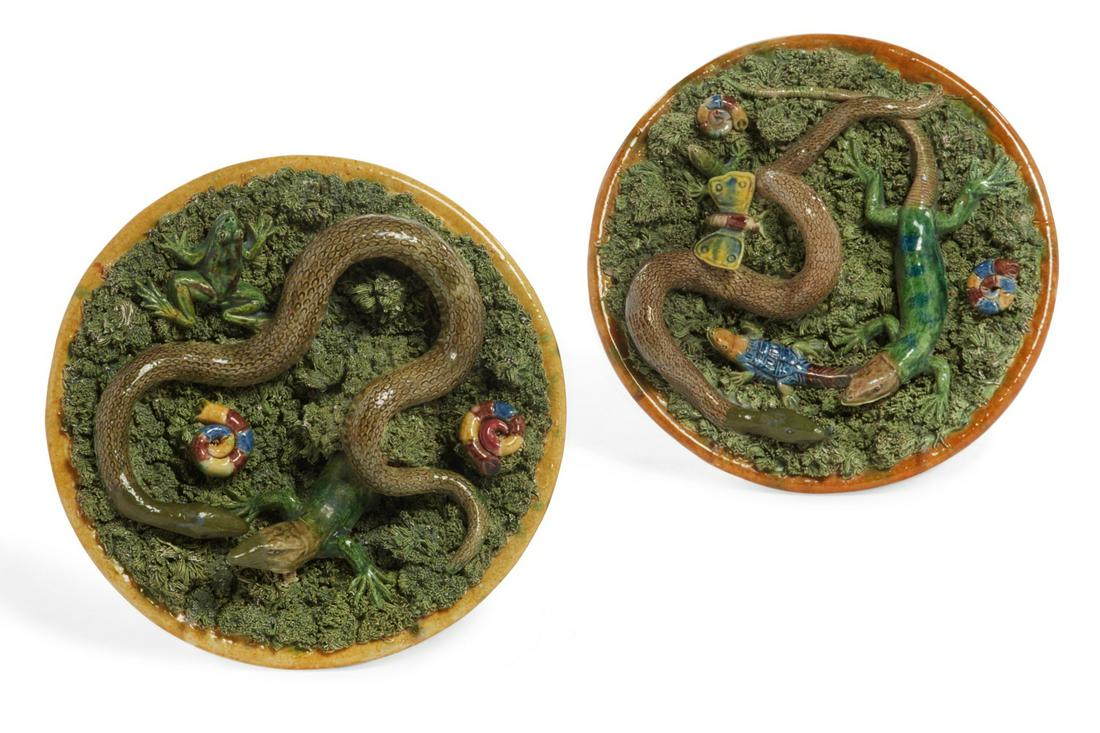 Two Palissy style glazed earthenware plates (1 of 14)