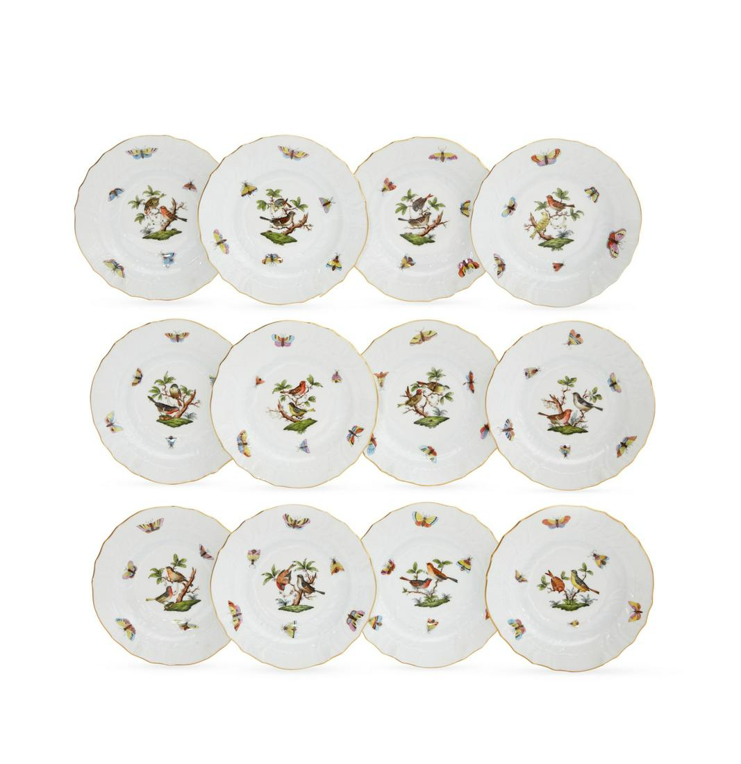 12 Herend porcelain Rothschild Bird bread plates (1 of 3)