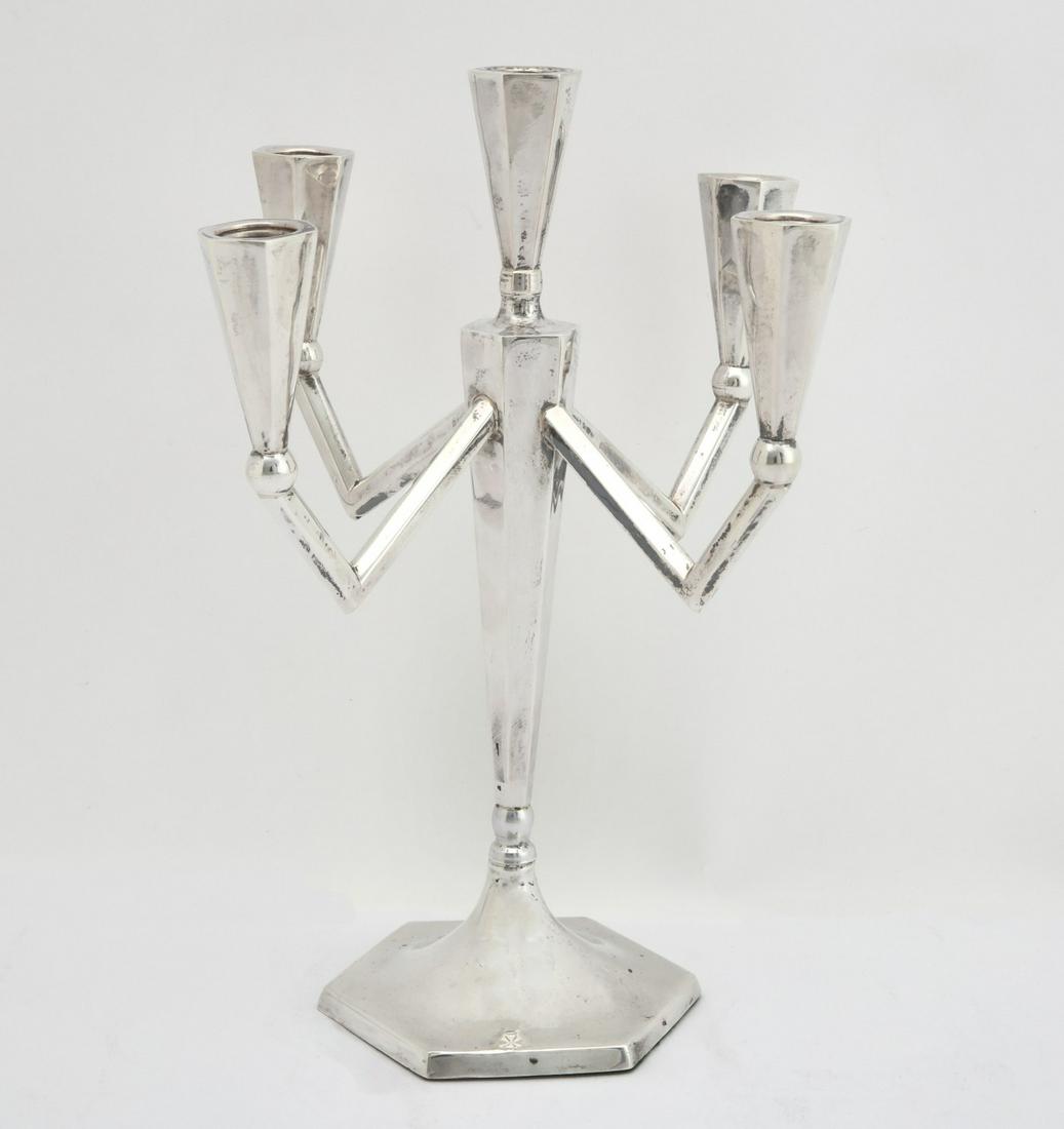 A Modernist weighted sterling silver candelabrum (1 of 5)