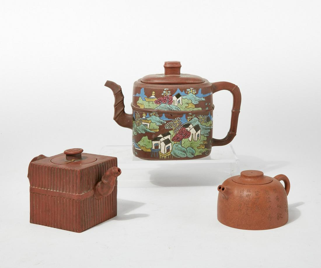 Three Chinese yixing pottery teapots (1 of 8)