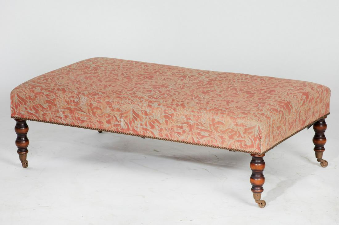 A Fortuny fabric upholstered bench (1 of 3)