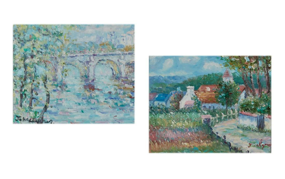 John Clymer, Townscape and Riverscape (2), oil (1 of 4)