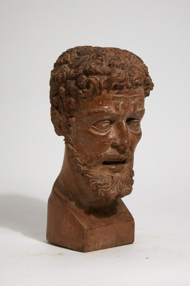A Continental carved hardwood head of a man (1 of 5)
