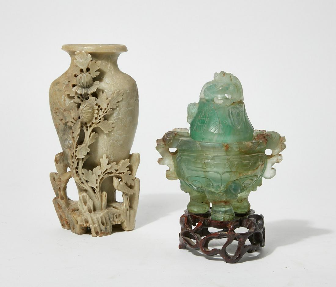 Two Chinese carved stone table decorations (1 of 3)