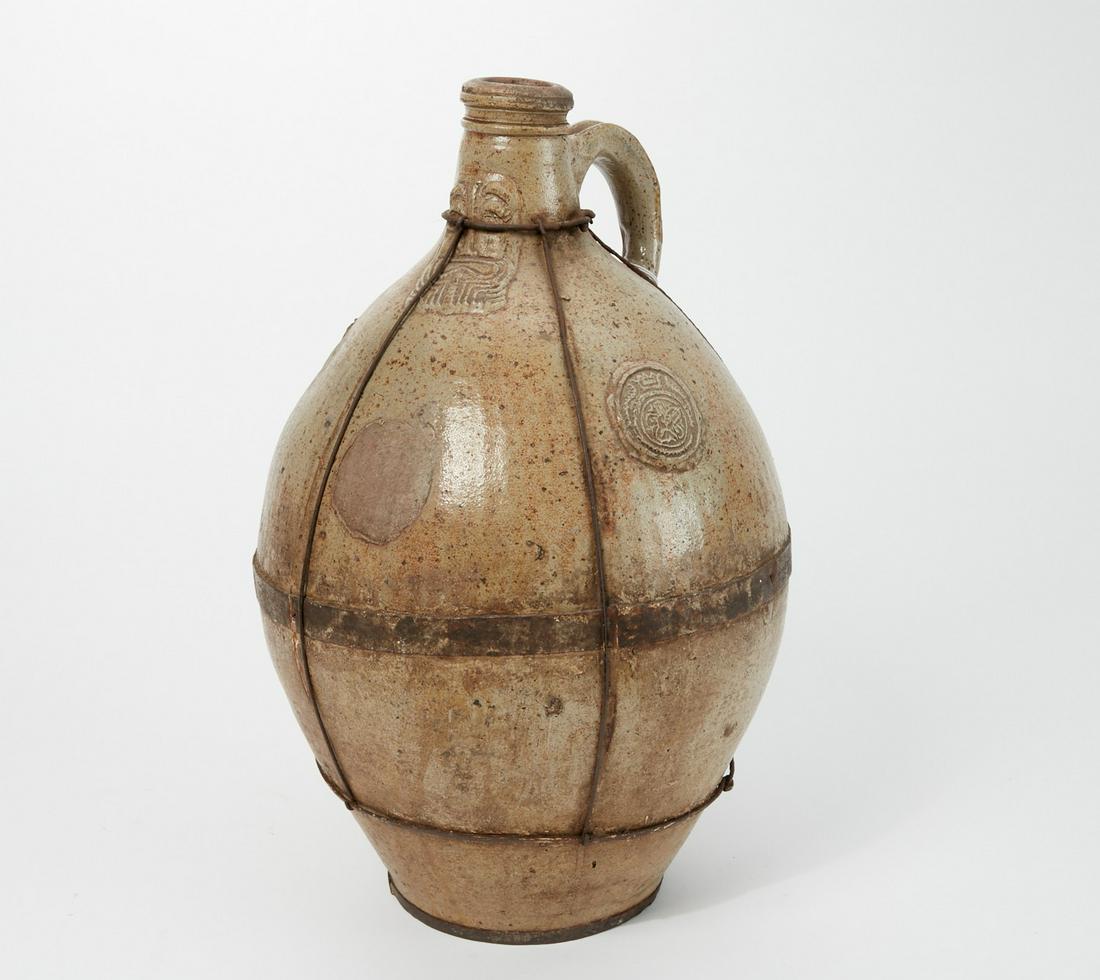 Large German metal mounted salt glazed bellarmine (1 of 3)