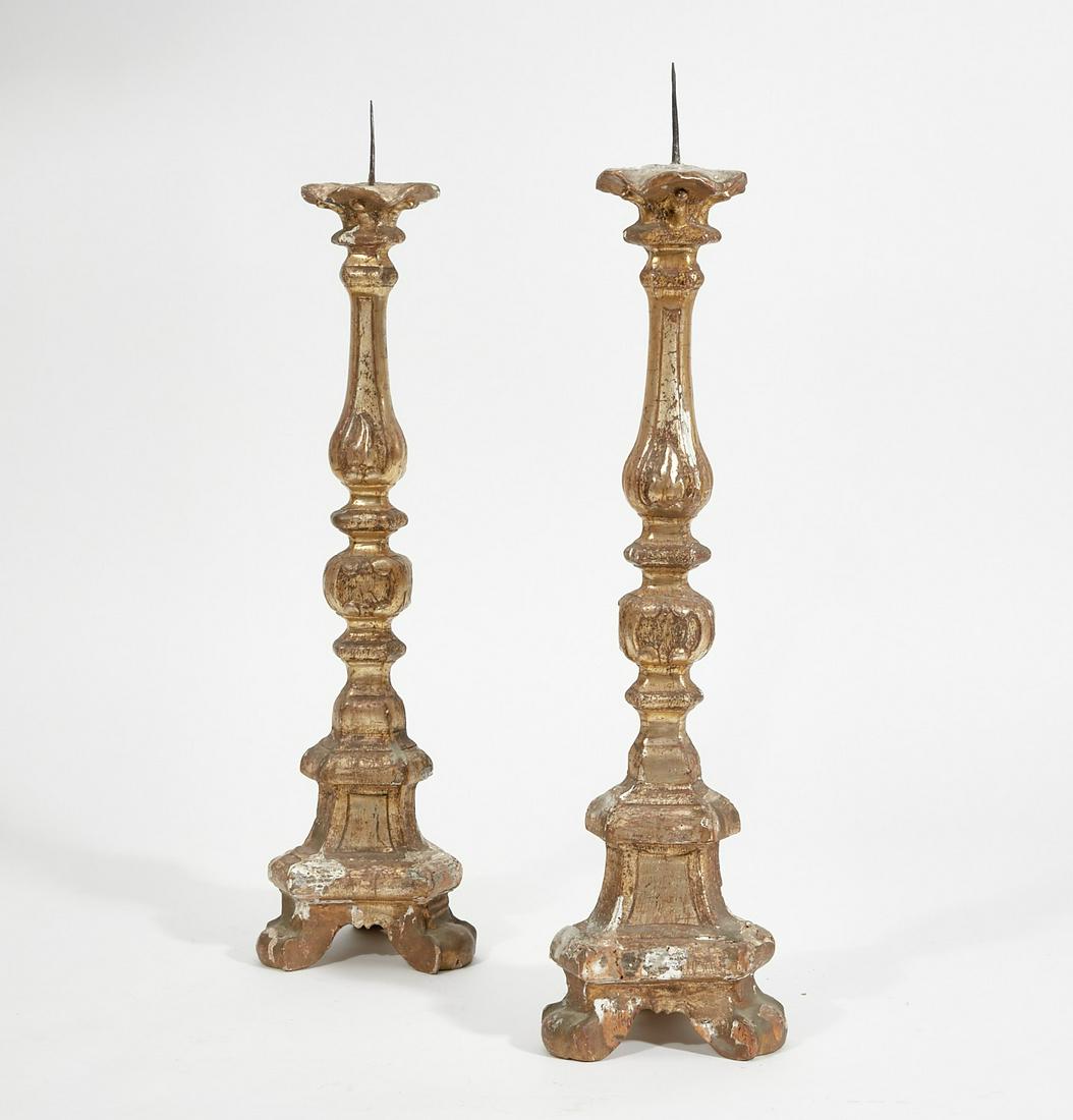 A pair of Italian Baroque silvered pricket sticks (1 of 3)