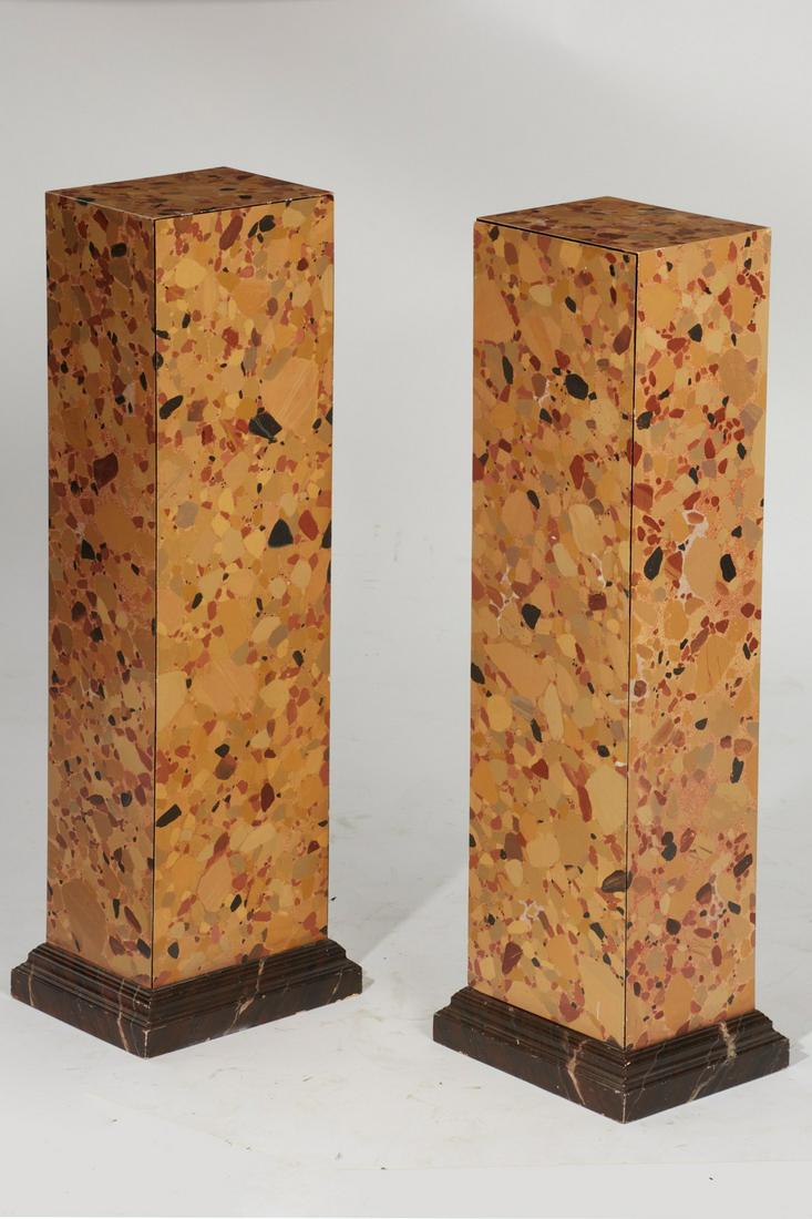 A pair of faux marble pedestal cupboards (1 of 4)