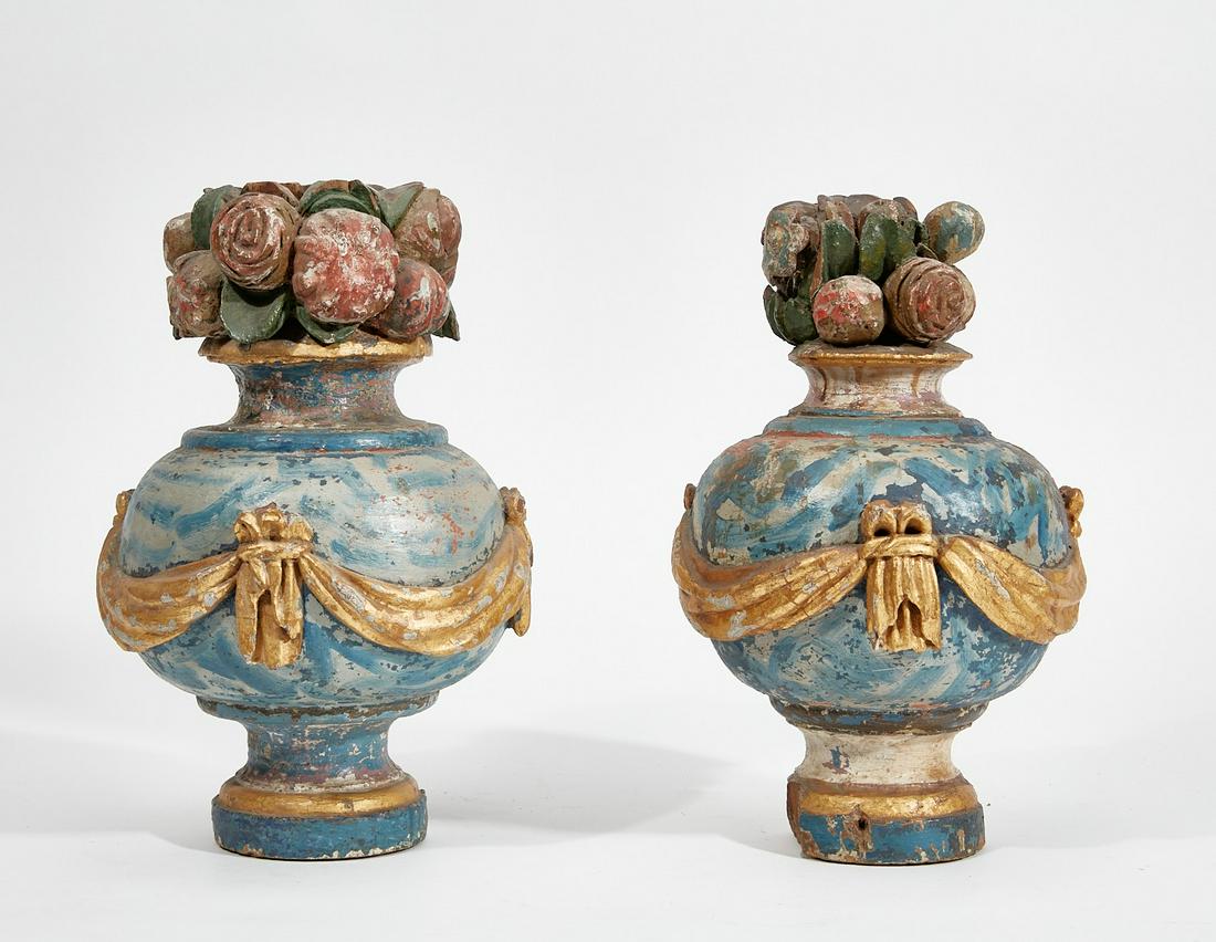 Pair of Italian Neoclassical faux marble finials (1 of 3)