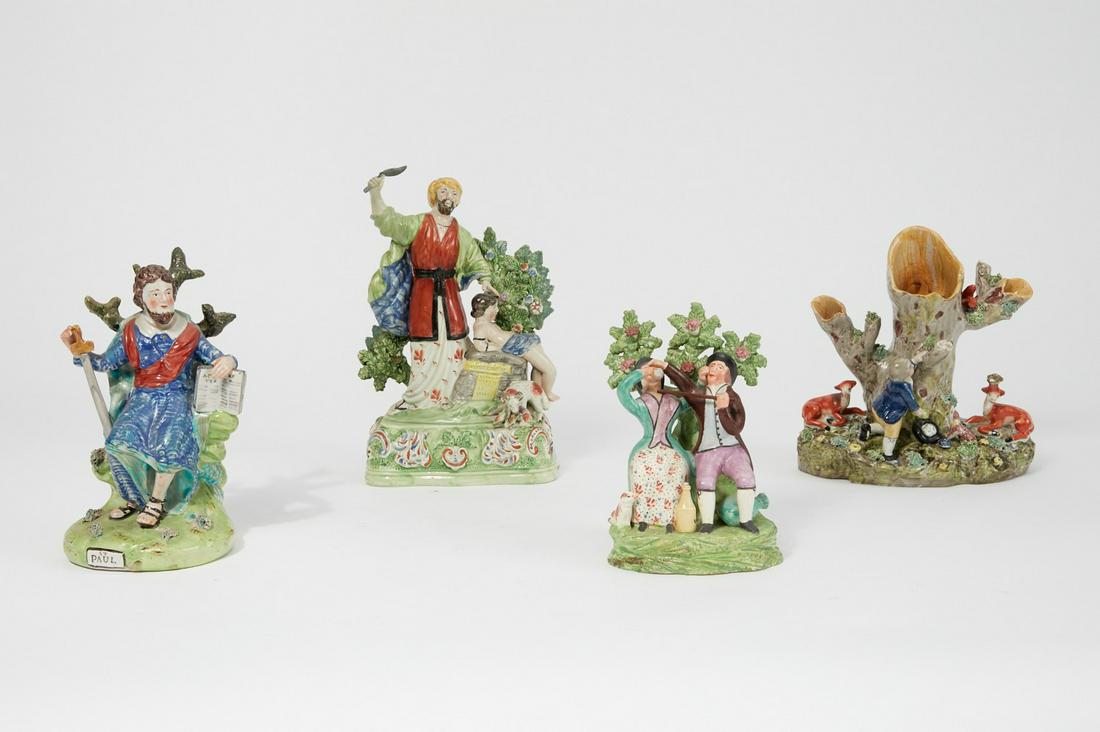 Three Staffordshire figural groups and a spill vase (1 of 3)