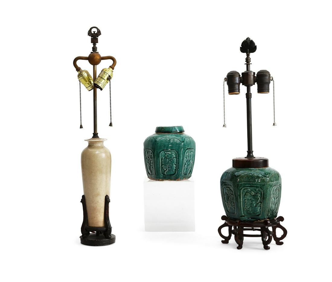 Three Chinese glazed ceramic table decorations (1 of 5)