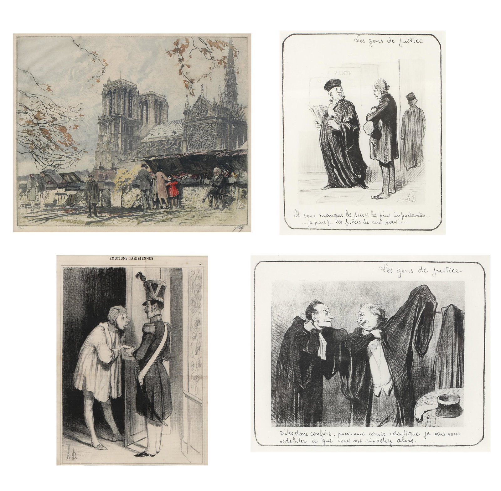 Four decorative French prints, after Daumier (1 of 12)