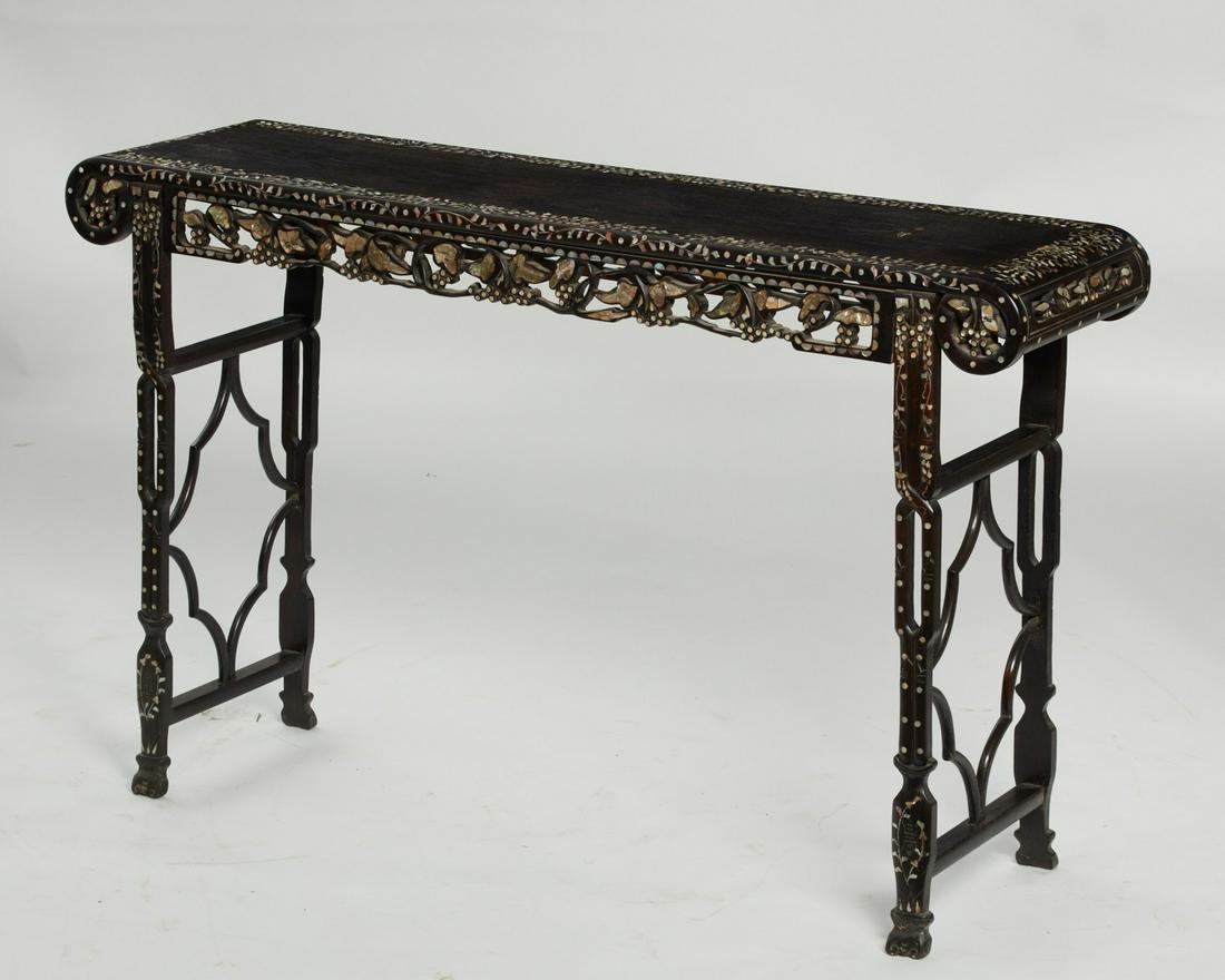 A Chinese shell inlaid ebonized altar table (1 of 13)