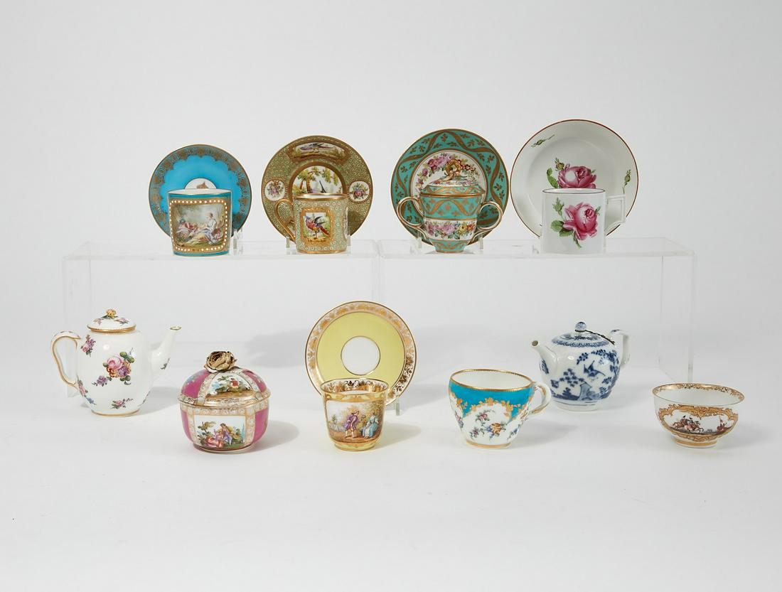 Meissen and Sevres style porcelain tea wares (1 of 4)