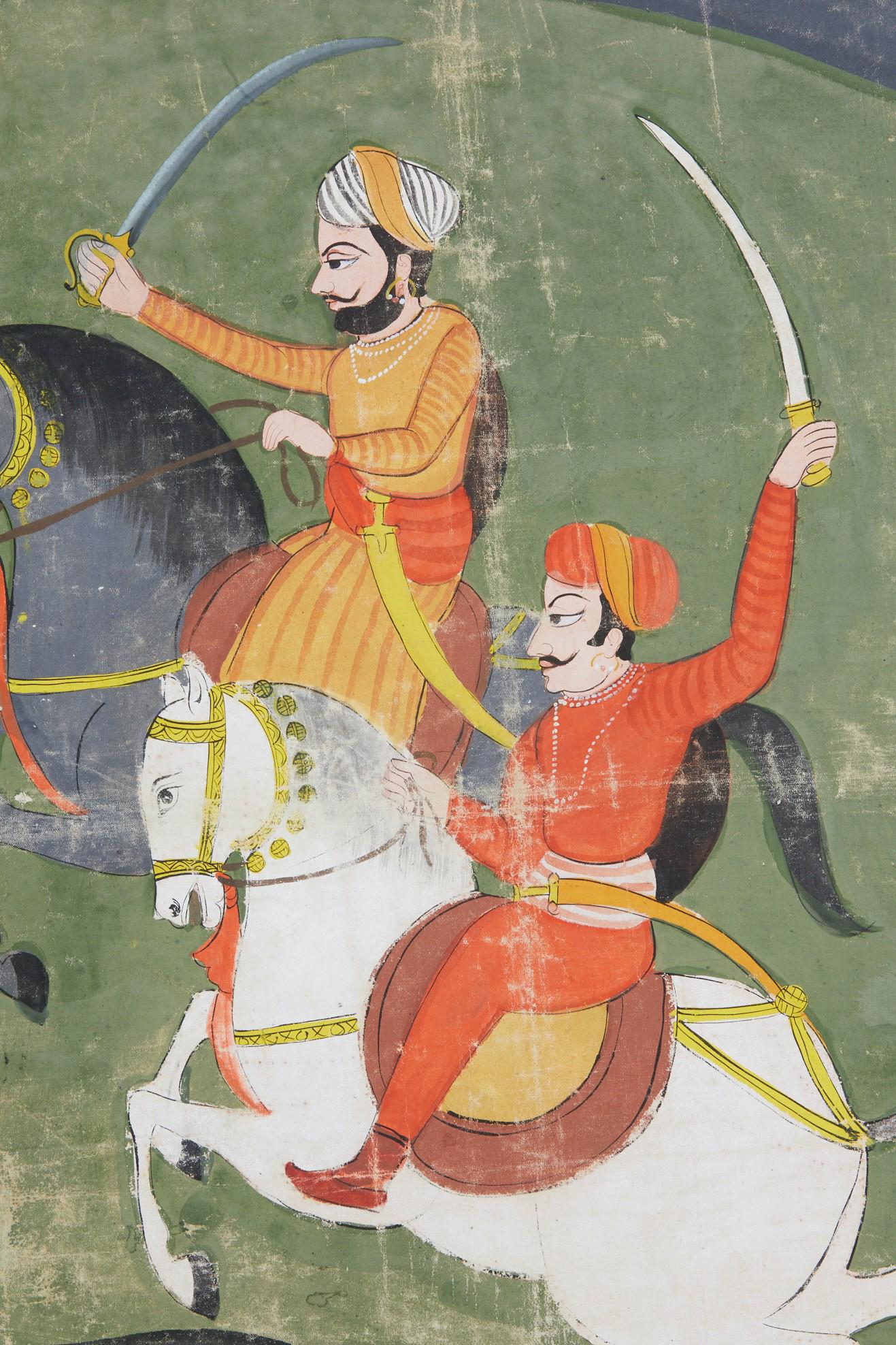 Indian School, Tiger hunt, gouache (1 of 4)