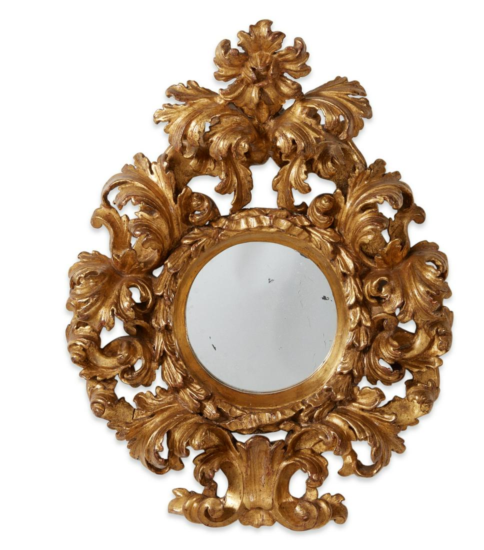An Italian Baroque giltwood mirror (1 of 2)