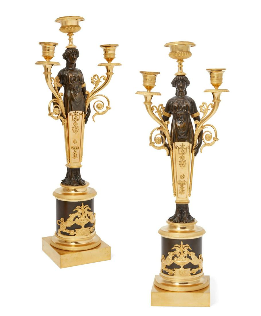 Empire style bronze caryatid form candelabra (1 of 9)