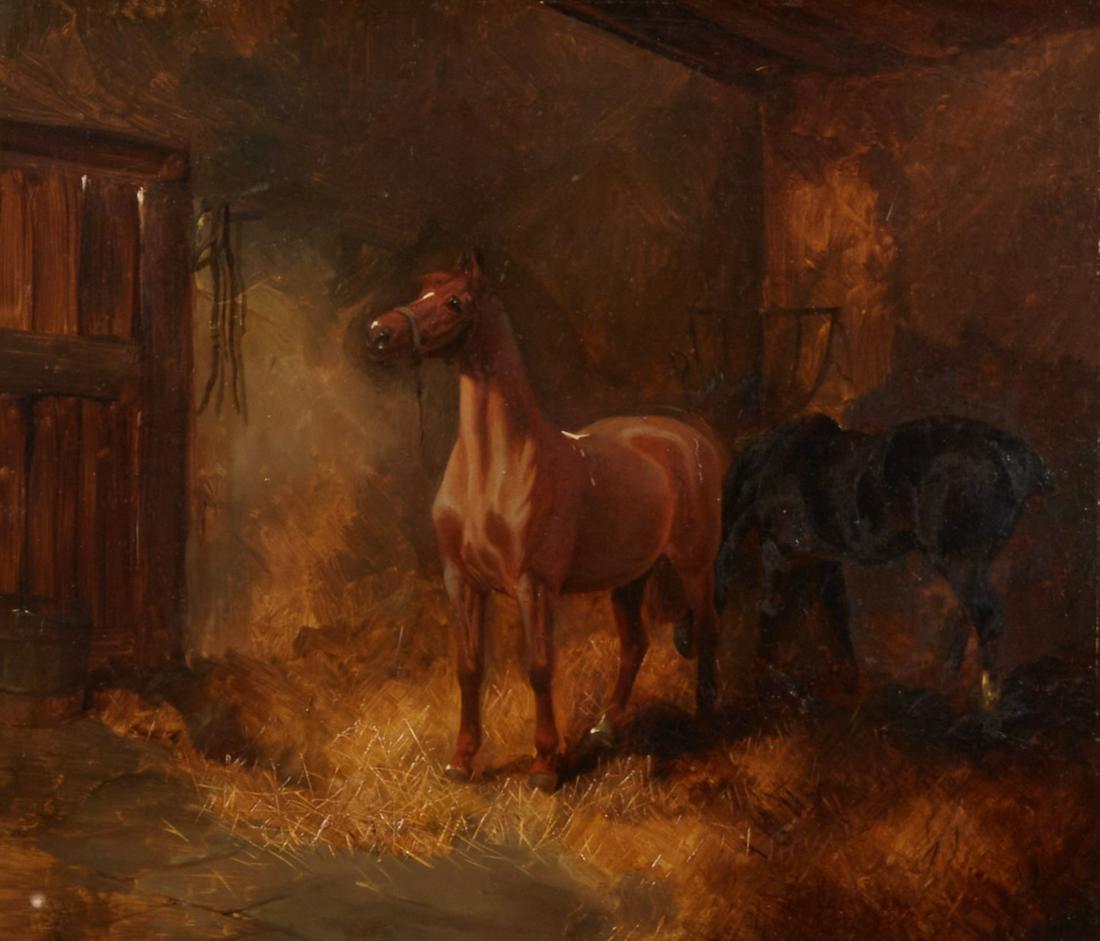 Gilbert Scott Wright, Two horses in a stable (1 of 4)