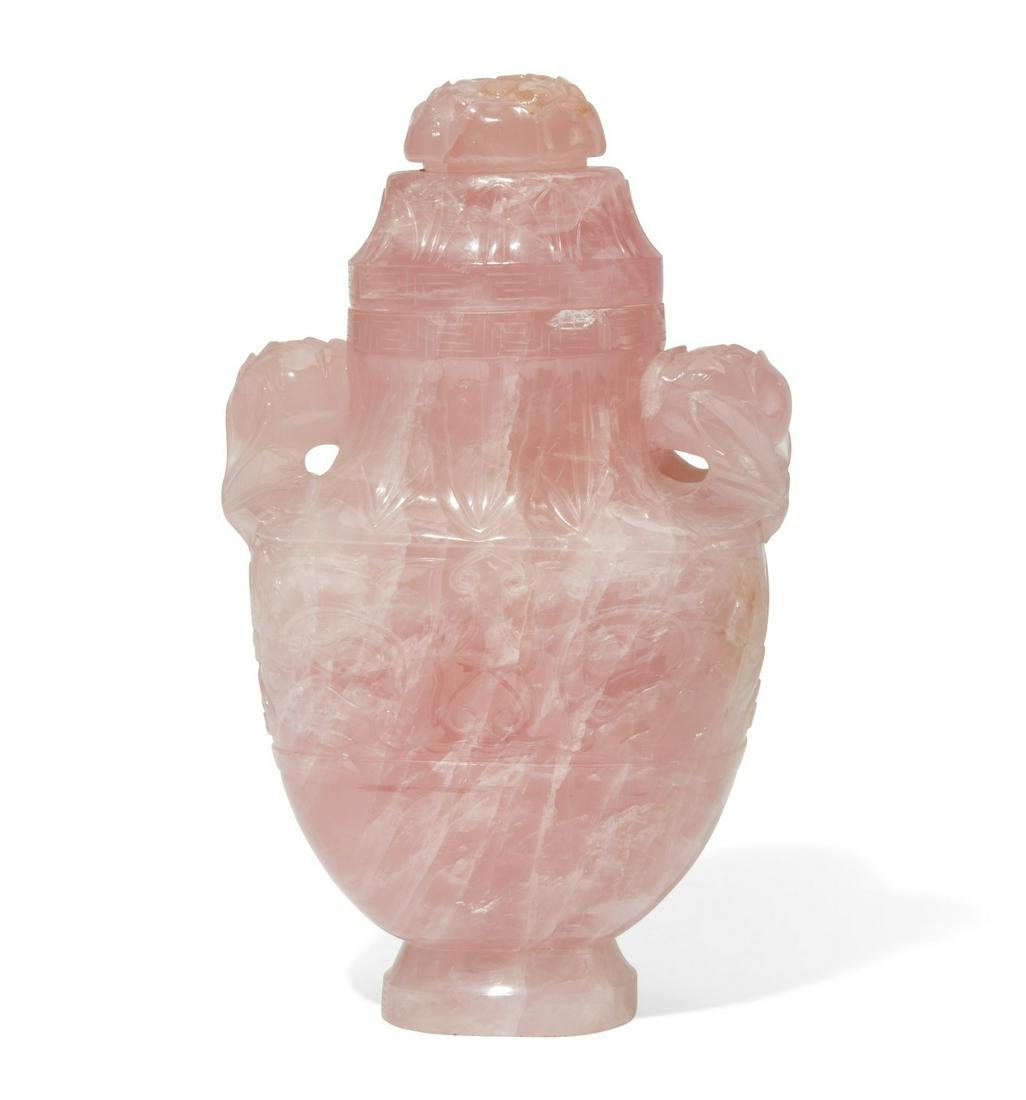 A Chinese rose quartz vase (1 of 5)