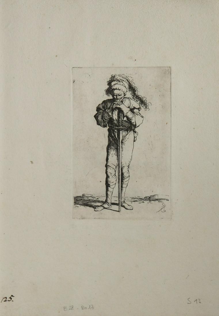 Salvator Rosa, Warrior at repose,  etching (1 of 5)