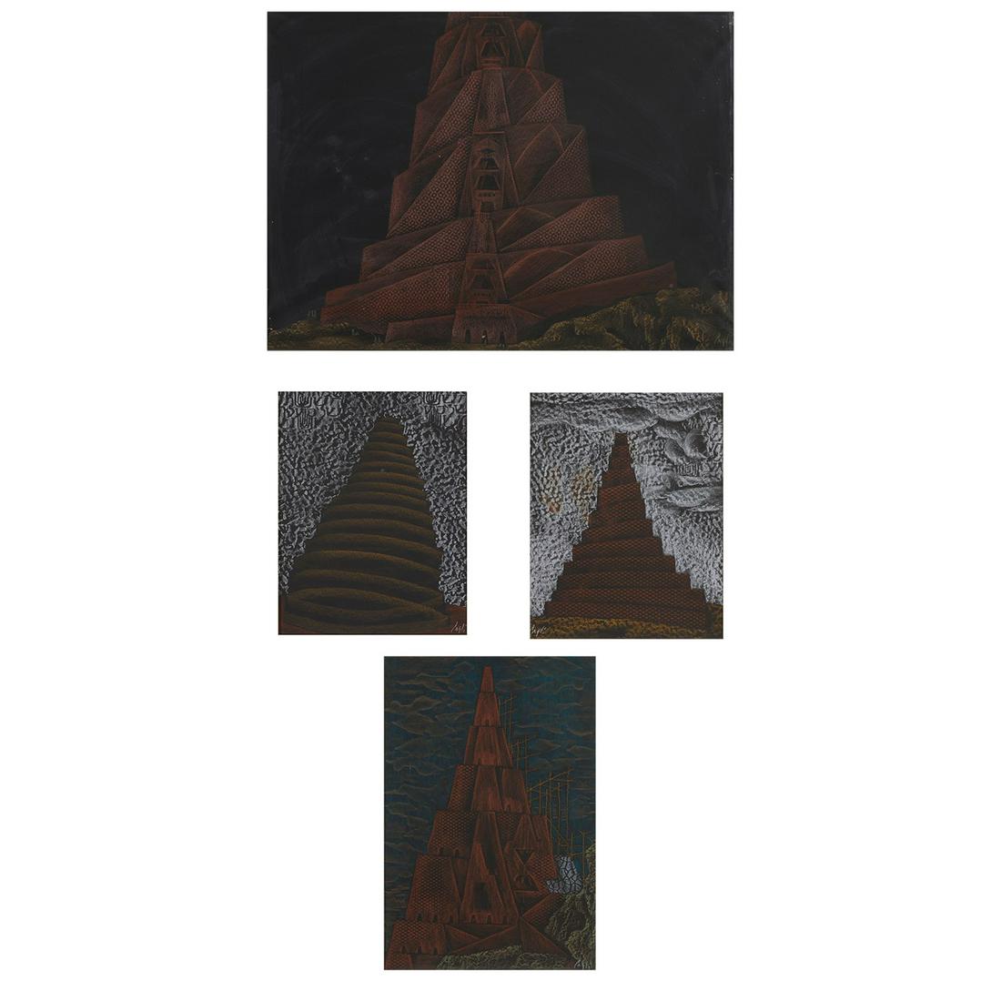 Corrado Cagli, four zigurrat screen prints (1 of 6)