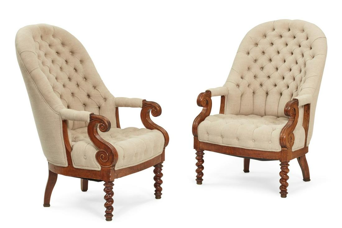 A pair of Continental walnut armchairs (1 of 8)