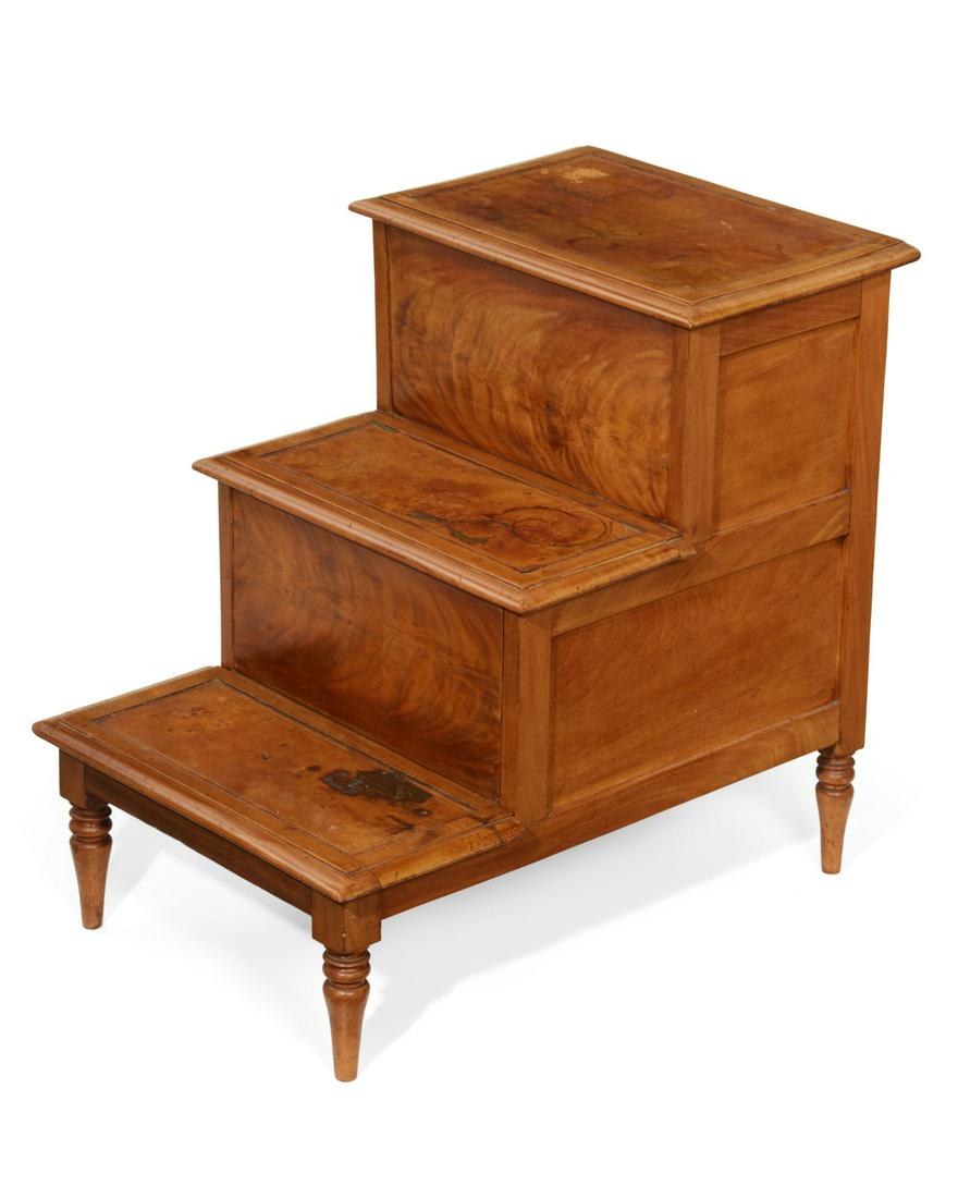 A set of English mahogany and leather bed steps (1 of 13)
