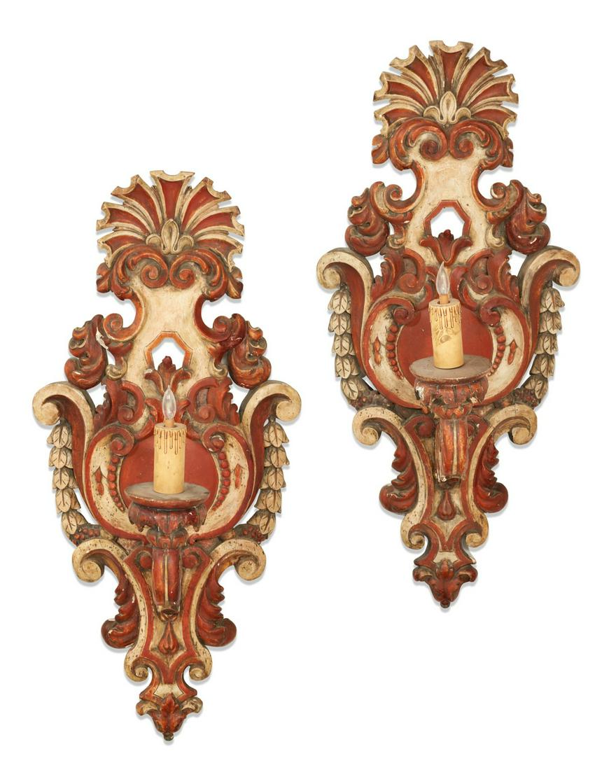 A pair of Italian Baroque painted wall lights (1 of 11)