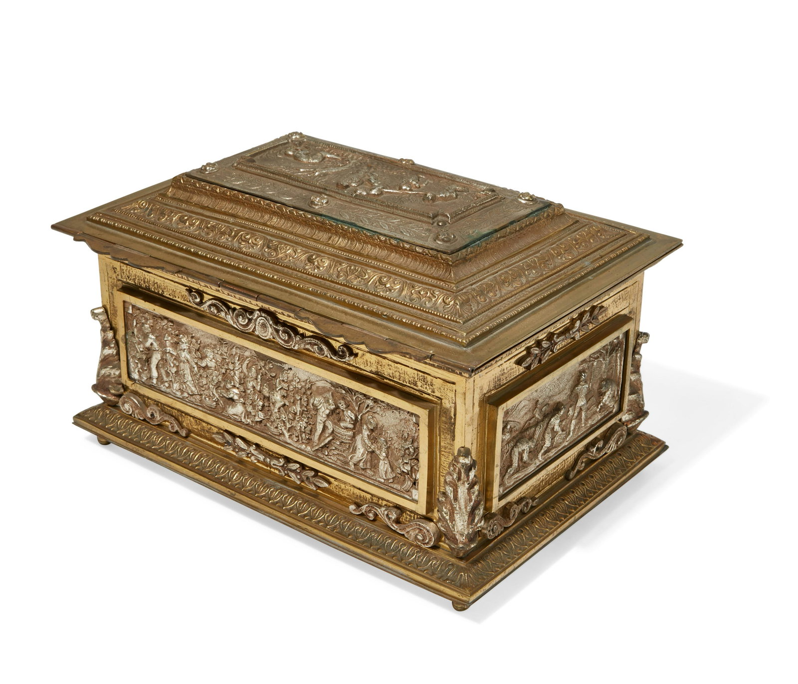 Spanish Baroque style silvered and gilt table box (1 of 19)