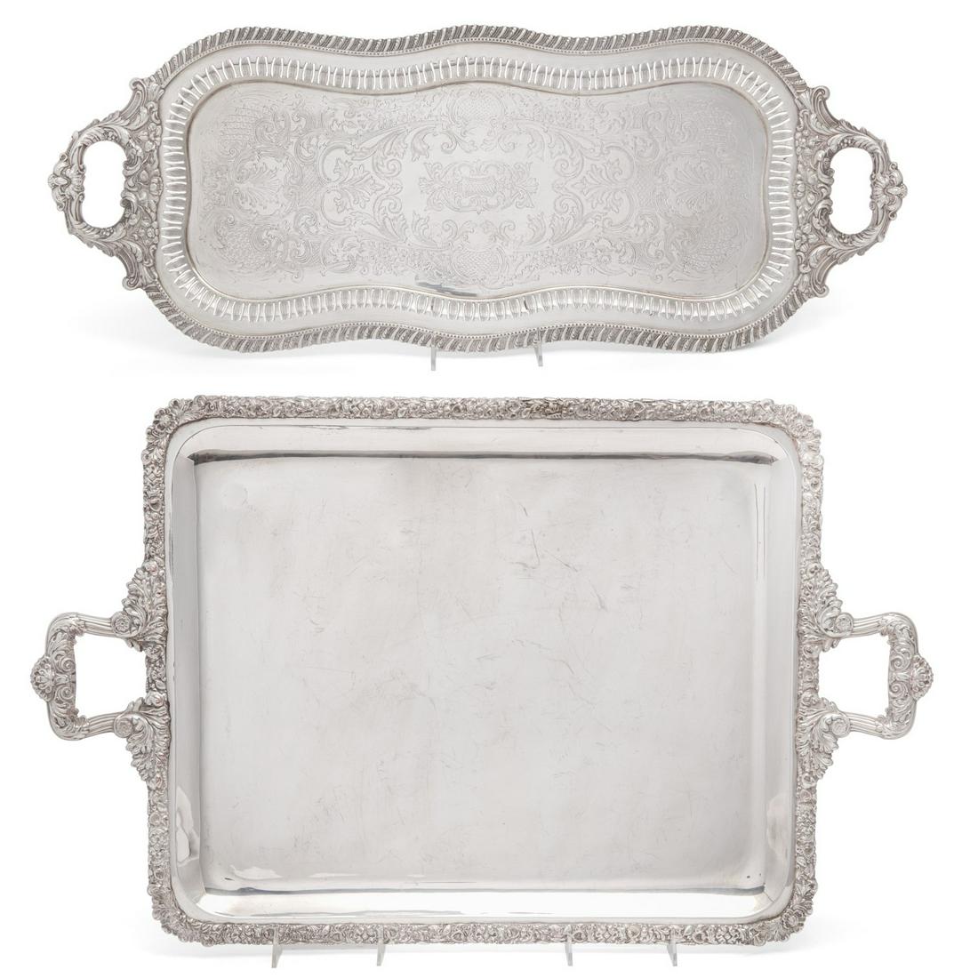 Two silver plated trays, 20th century (1 of 5)