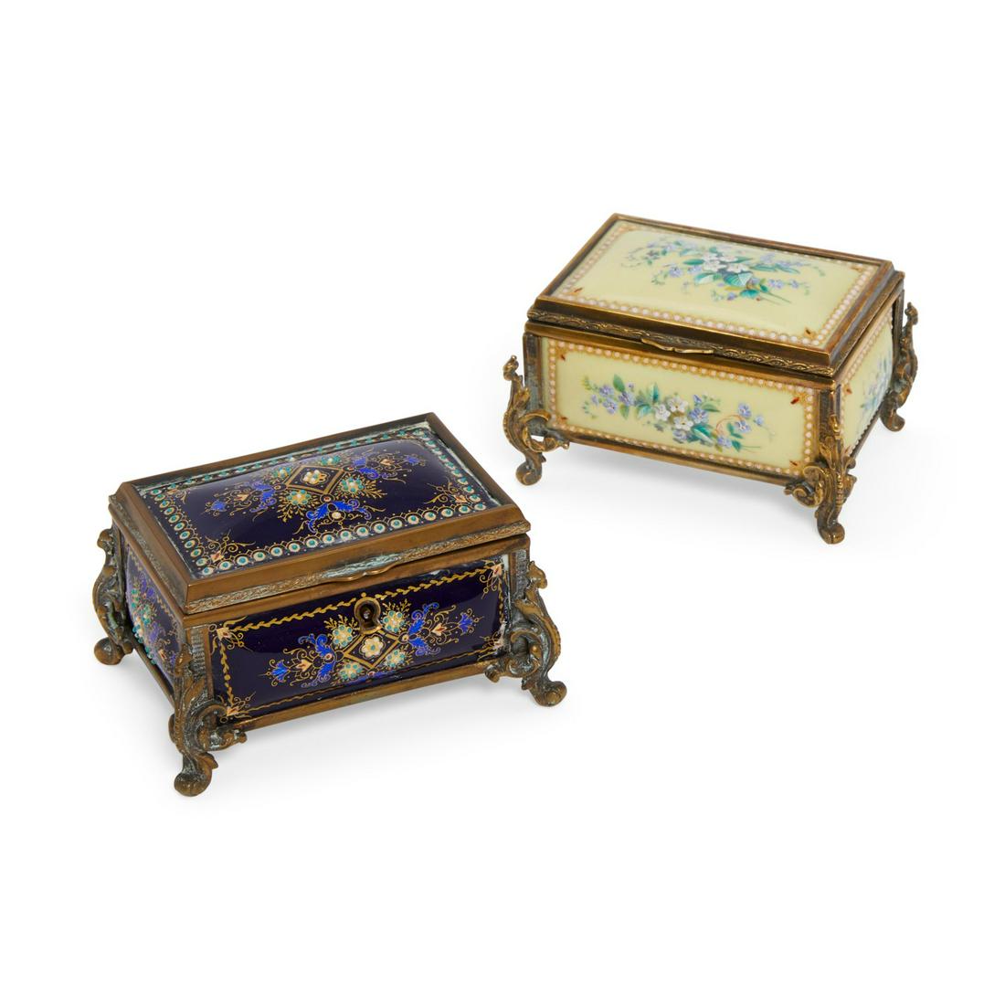 Two gilt bronze and enamel table boxes (1 of 7)