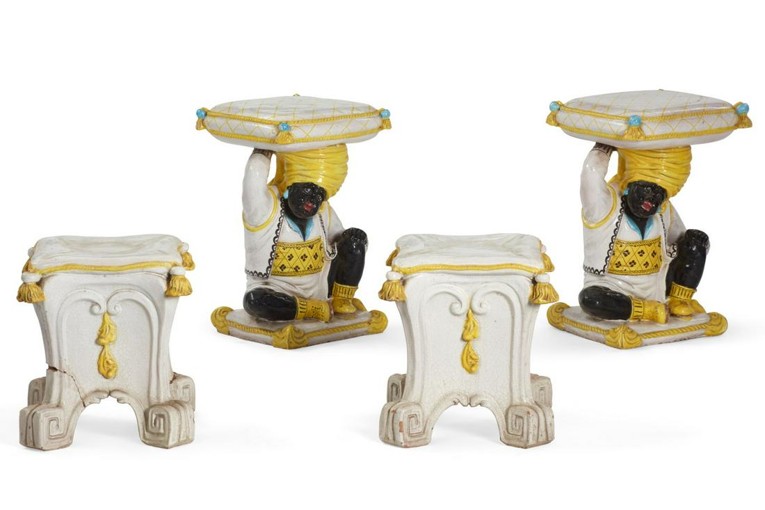 Two pairs of Italian earthenware garden seats (1 of 9)